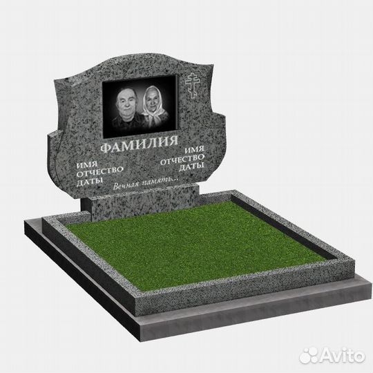 Памятник из серого гранита семейный