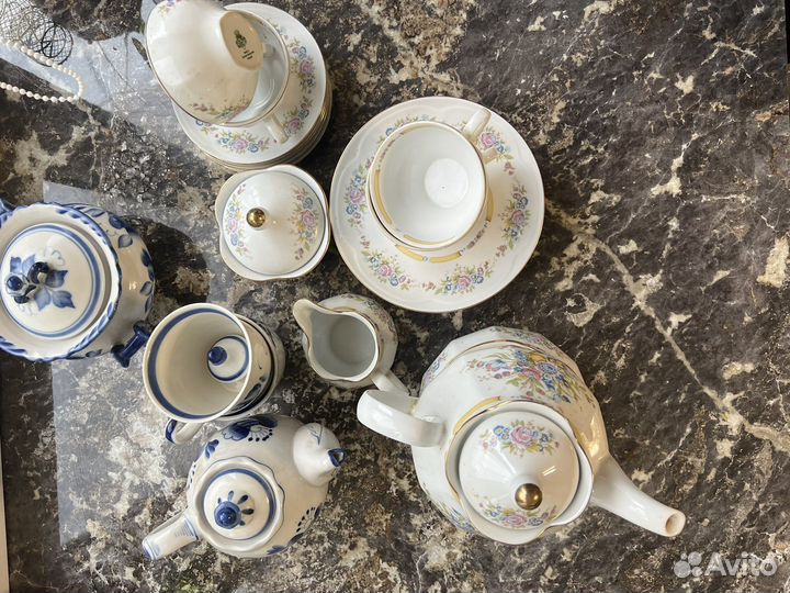 Набор посуды ГДР, Гжель