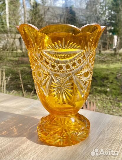 Хрустальная ваза цветной хрусталь цветное стекло