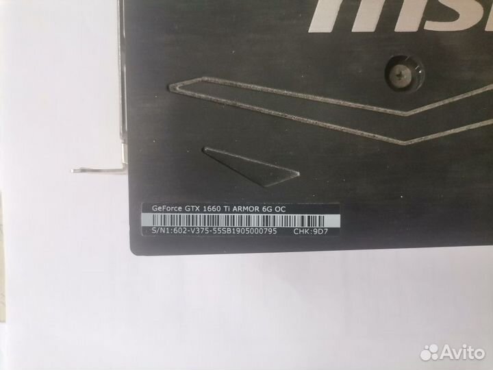 Видеокарта MSI GeForce GTX 1660 Ti armor OC