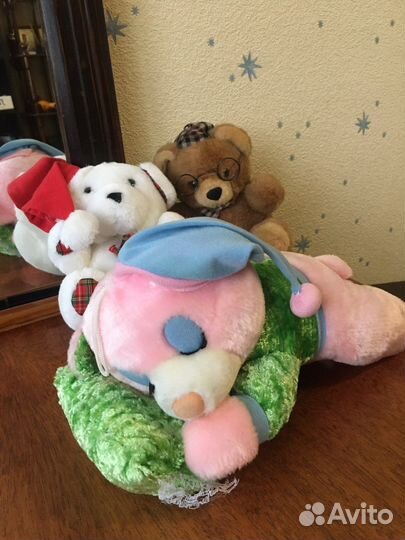 Мягкие игрушки мишки, мыши, еноты, тигры, бычок