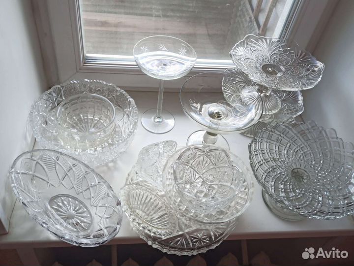 Вазы, салатники. Хрусталь, стекло