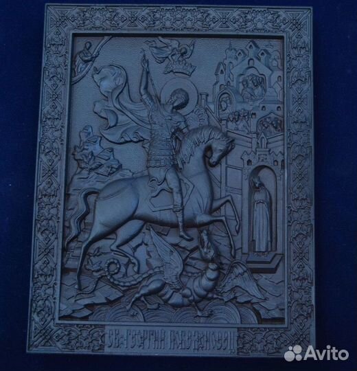 Чугунная икона - св. георгий победоносец (размер 2