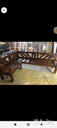 Диван деревянный угловой баню сауну терассу тумб
