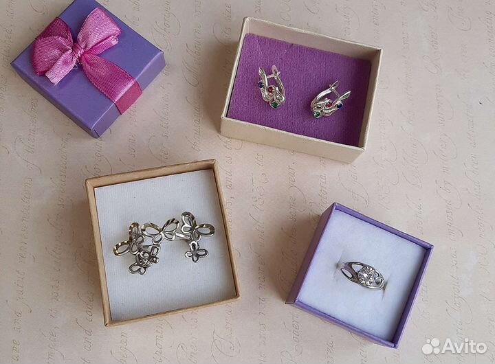 Серьги, кольцо серебрение