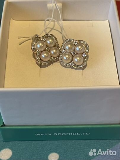 Серьги золотые с жемчугом новые