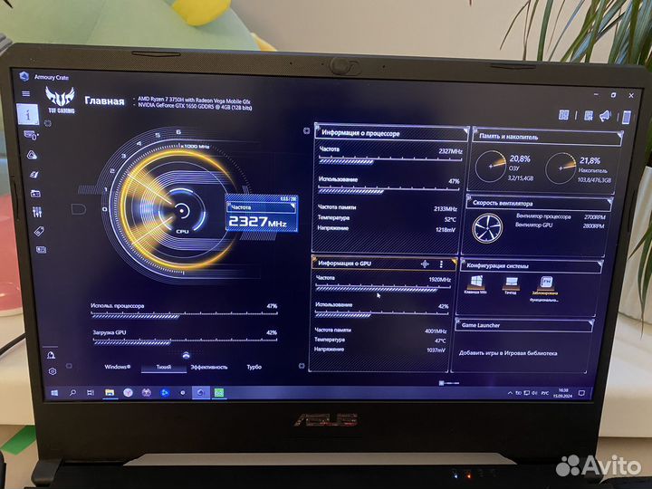Игровой ноутбук asus TUF / Ryzen 7 3750H/GTX 1650