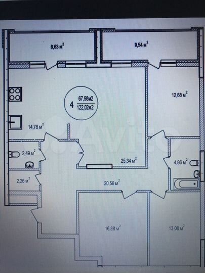 4-к. квартира, 121,2 м², 8/21 эт.