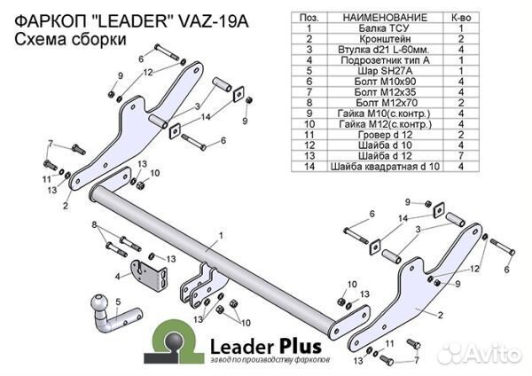 Фаркоп Лада Ларгус (LADA Largus) 2012- (возможно