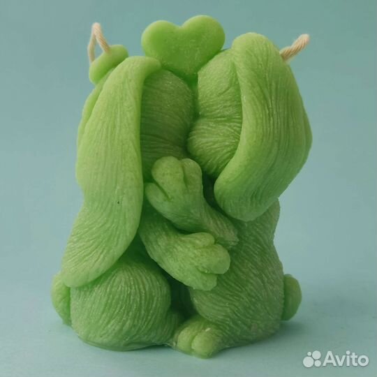 Свеча влюблённые зайчики ручной работы