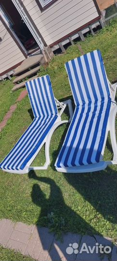 Матрас для шезлонга бело-синий