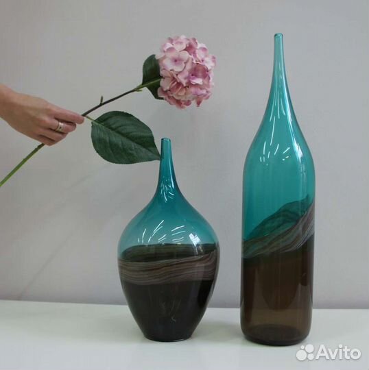 Вазы стеклянные для интерьера ручной работы