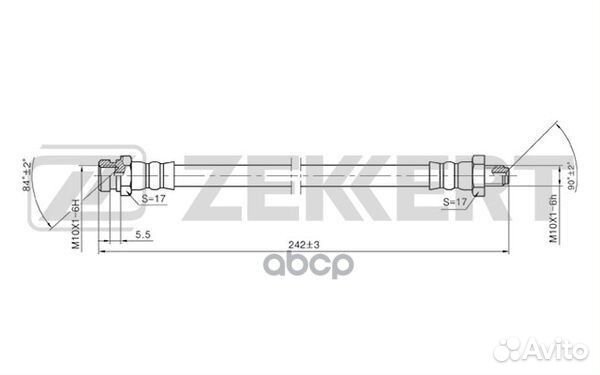 Шланг тормозной передний Mitsubishi L200 III 96