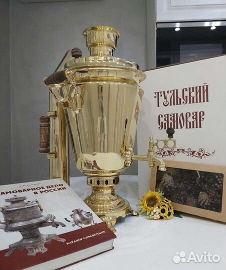 Самовар дровяной 7л. Рюмка с резными ручками. Люкс