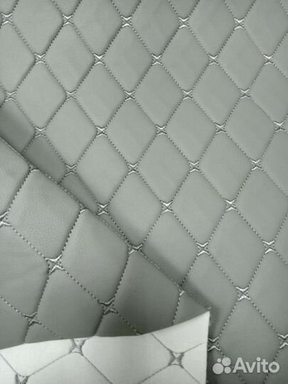 Экокожа, кожзам (серый ромб) на поролоне 3мм