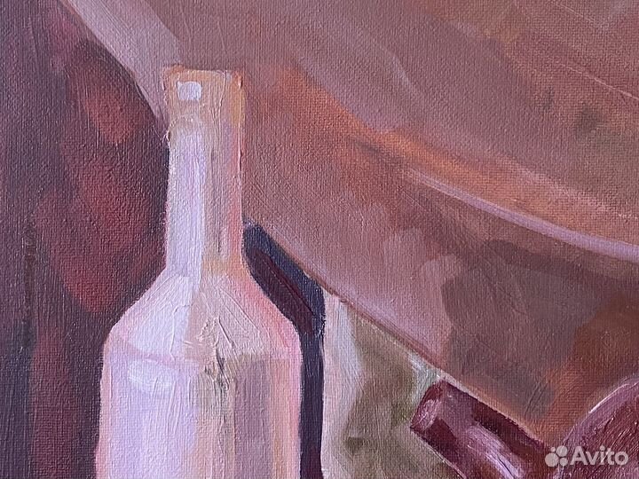 Картина маслом на холсте розовая