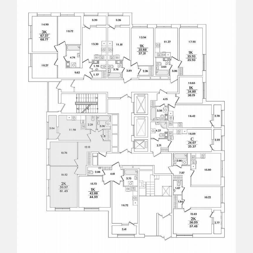 2-к. квартира, 61,5 м², 2/22 эт.