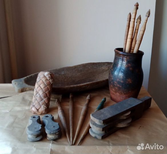 Старинные предметы быта корыто крынка