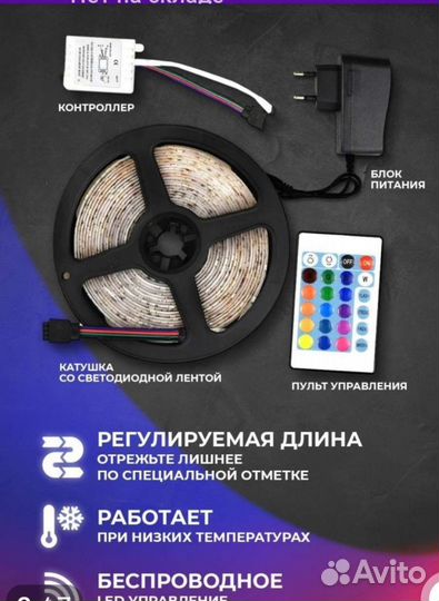 Светодиодная лента, 5 м, новая