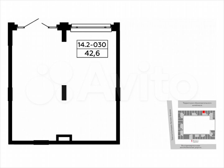 Аренда торговое помещение площадью 42.6 кв.м