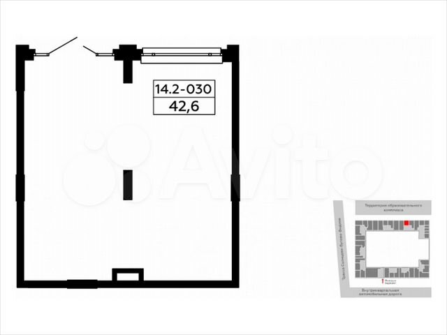 Аренда торговое помещение площадью 42.6 кв.м