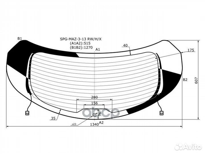 Стекло заднее с обогревом mazda 3 5D 13-18 SPG