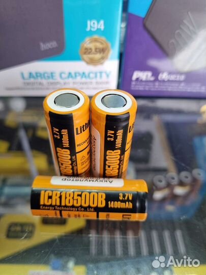 Аккумулятор Li-ion 18500 3.7v 1500mAh+
