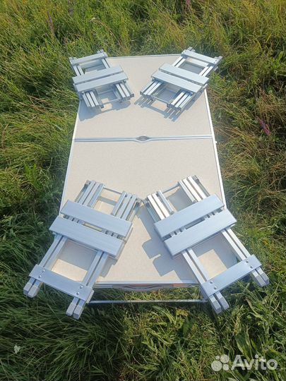 Складной туристический стол + 4 алюминиевых стула