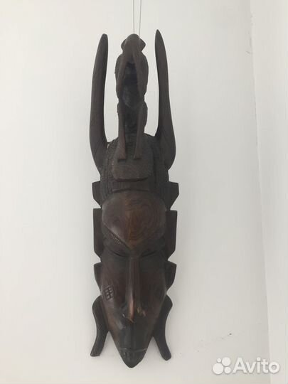 Маска Эбен Черное дерево натурал Африка1950 В52см