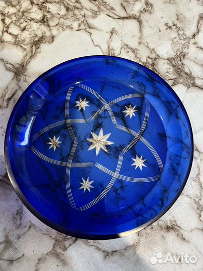 Ваза для фруктов на ножке СССР с блюдом