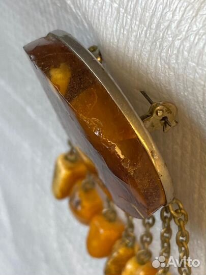 Брошь Янтарь Винтаж