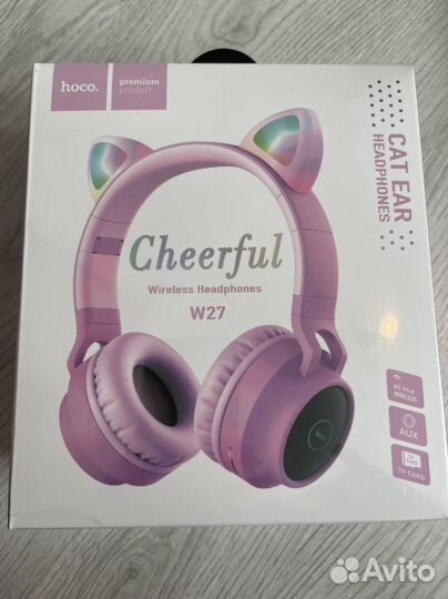 Беспроводные наушники с ушками кошки hoco