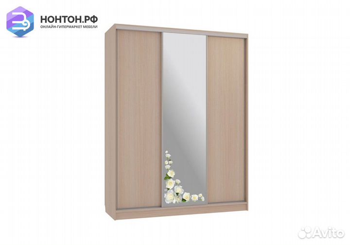 Шкаф-купе Бассо 1-600 розы дуб млечный