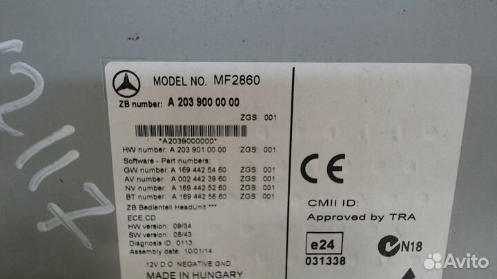 Магнитола Mercedes CLC, 2010