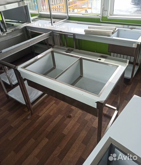 Мойка двухсекционная из нержавеющей стали