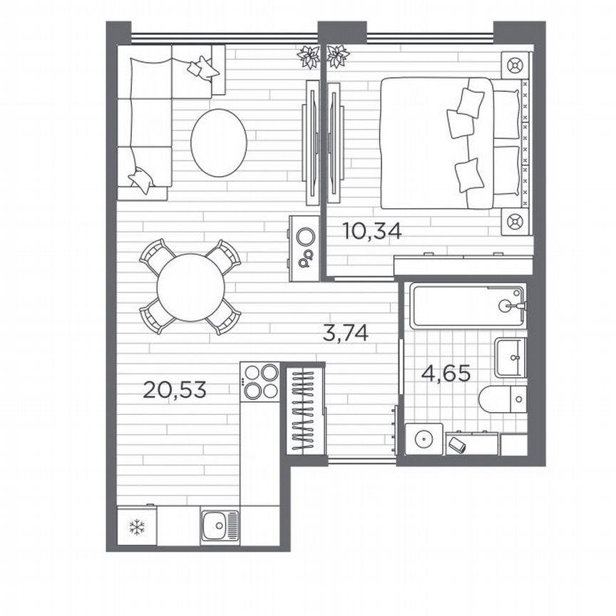 1-к. квартира, 39,3 м², 1/5 эт.