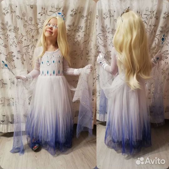 Белые платья Эльза 2, с пайетками, без пайеток, па