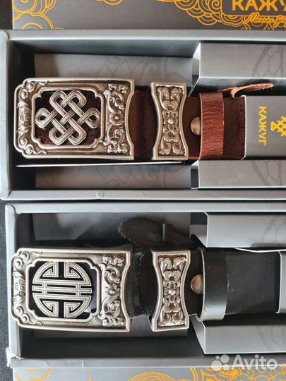 Монгольский мужской кожаный ремень с пряжкой