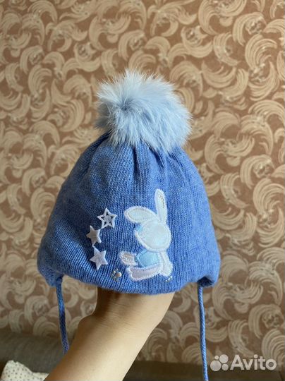 Шапка для новорожденого(мальчик размер 38)