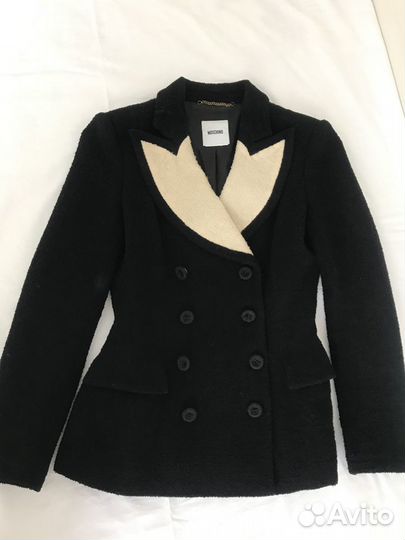 Пиджак Moschino двубортный, черный. шерсть