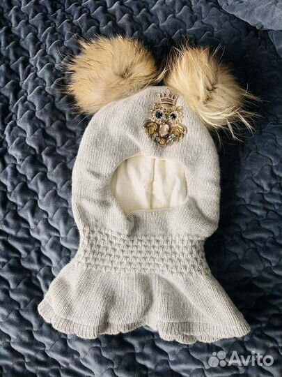 Шапка шлем для девочки зима