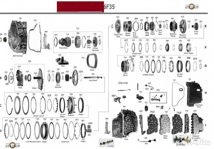 Запчасти АКПП 6F35