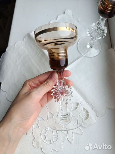 Подсвечники СССР дымчатое стекло золотая кайма