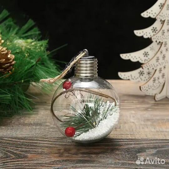 Новогодние шары на ёлку с подсветкой 6 шт