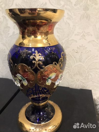 Ваза для цветов богемия Чехия 25 см