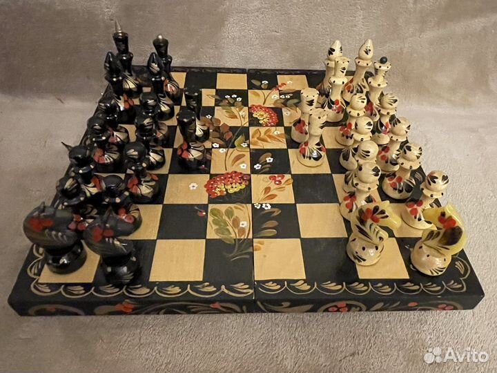 Шахматы расписные лаковые сувенирные СССР