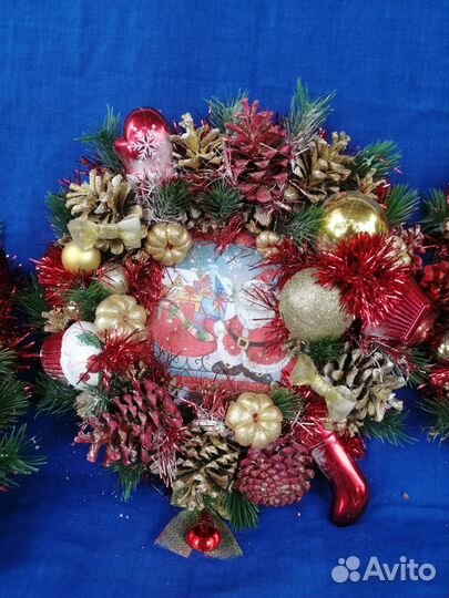 Новогодний венок новый ручная работа