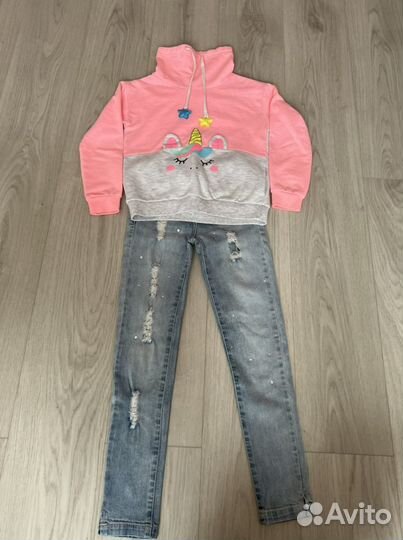 Продам джинсы+толстовка для девочки на рост 122
