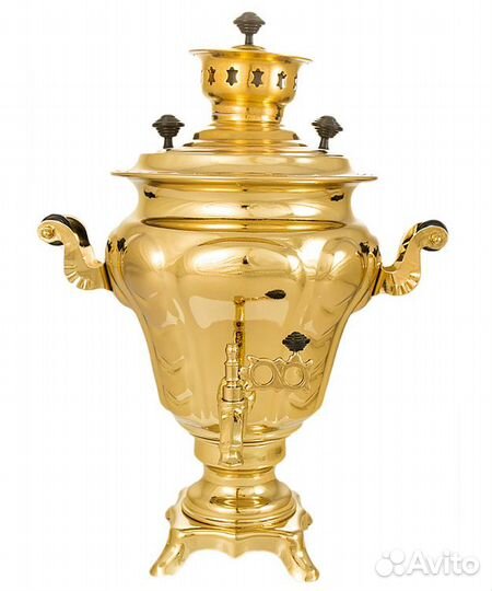 Тульский самовар «Турист» 3л латунь на дровах