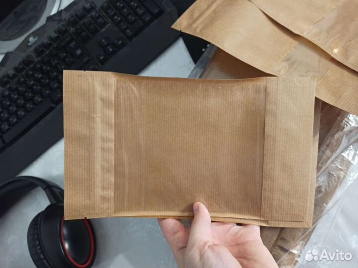 Пакеты бумажные крафт с окошком и зиплоком 10 шт